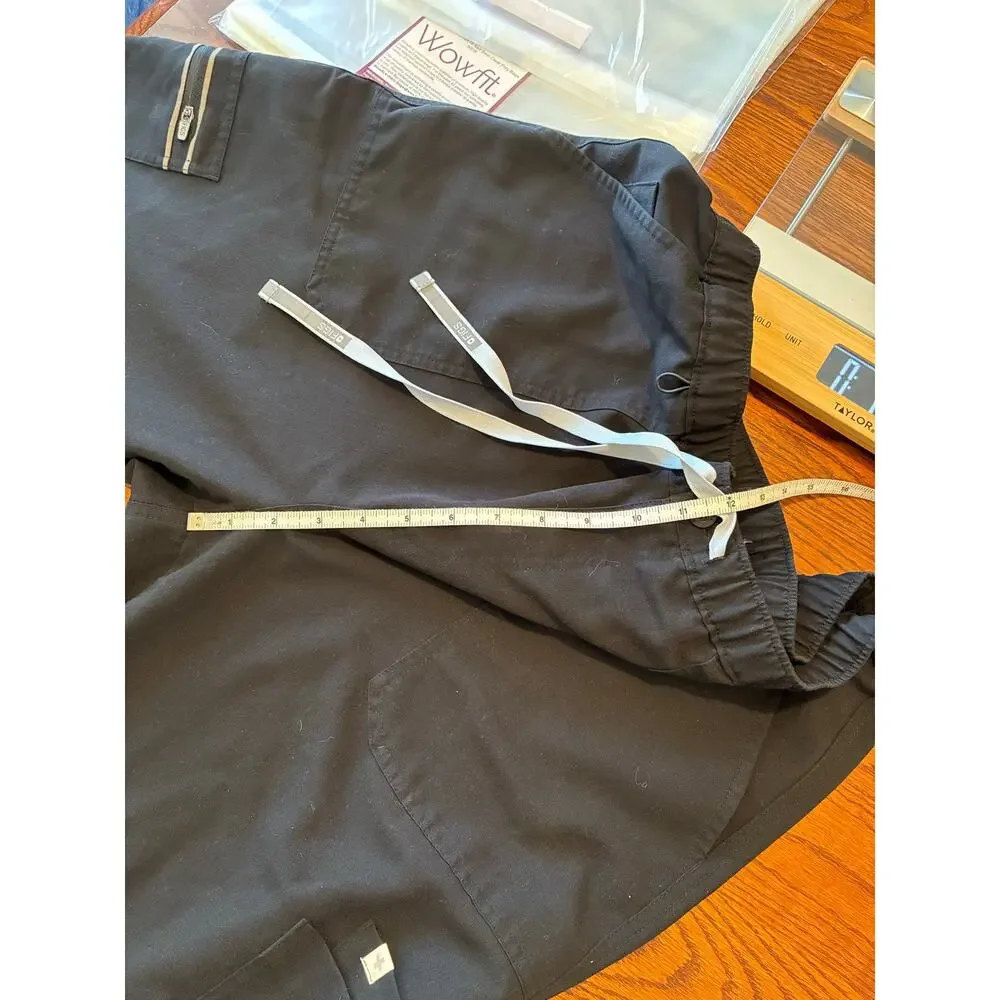 Figs Men's Scrub Pants Black Cargo Reflective Straight Leg Size XL